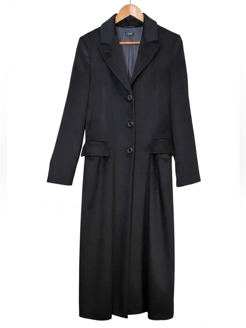 BOSS Hugo Boss Black Alpaca Wool Long Maxi Coat Womens Size US 4 Formal Evening
